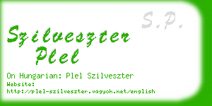 szilveszter plel business card